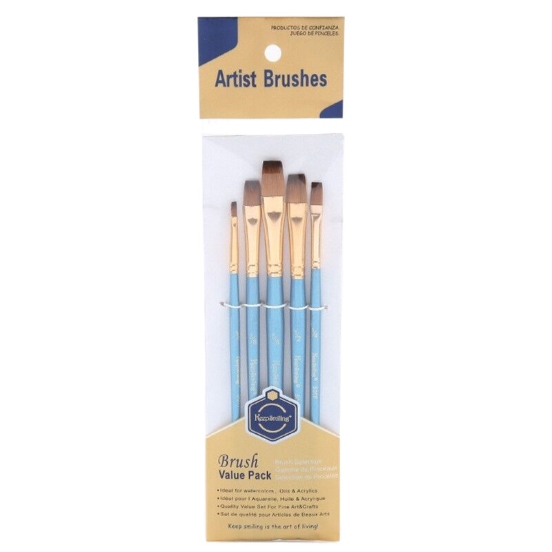 Picture of 5 Pearlescent Blue Nylon Brush Student Painting Pen Set Watercolor Acrylic Art Supplies Wholesale Foreign Trade