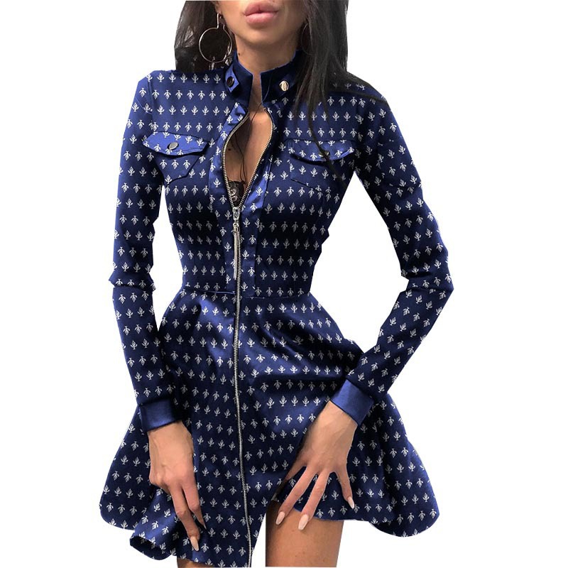 Picture of Aliexpress Wish Export Women's Clothing Autumn and Winter New Fashion Pu Leather Splicing Waist Dress for Women