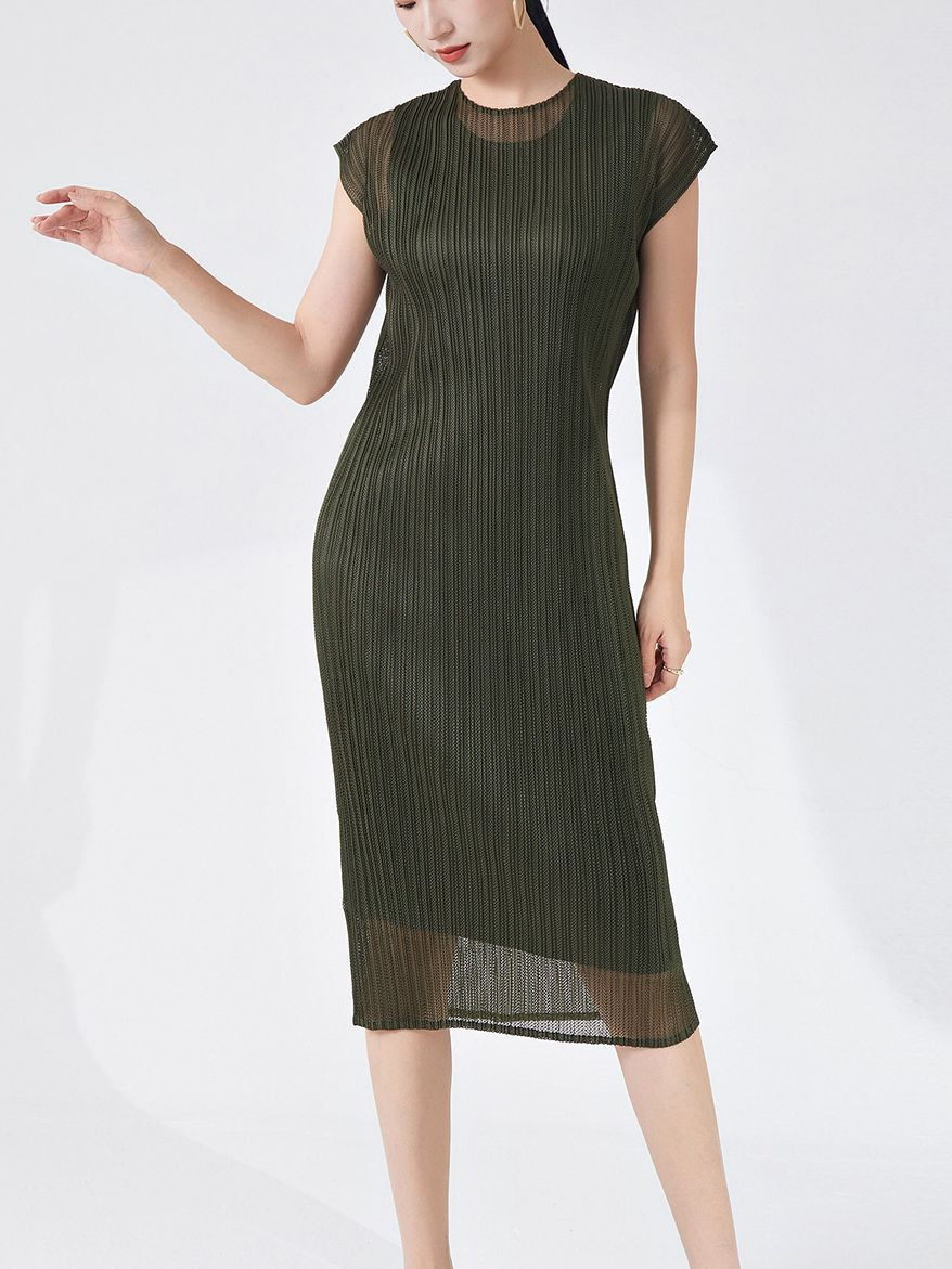 Miyake Special Cabinet Double-layer Mesh dress Women's High-end Pleated Texture Hip Base Skirt Elegant Skirt