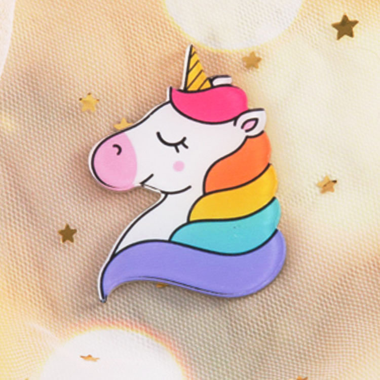 Picture of Japanese and Korean Acrylic Badges Anime Cartoon Cute Brooch Unicorn Rainbow Little Girl Bag Pendant Accessories