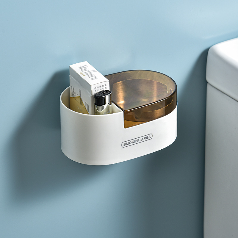Picture of Ashtray Household Toilet Toilet Toilet Storage Box Creative Personality Trend Stainless Steel Non-perforated Wall Ashtray