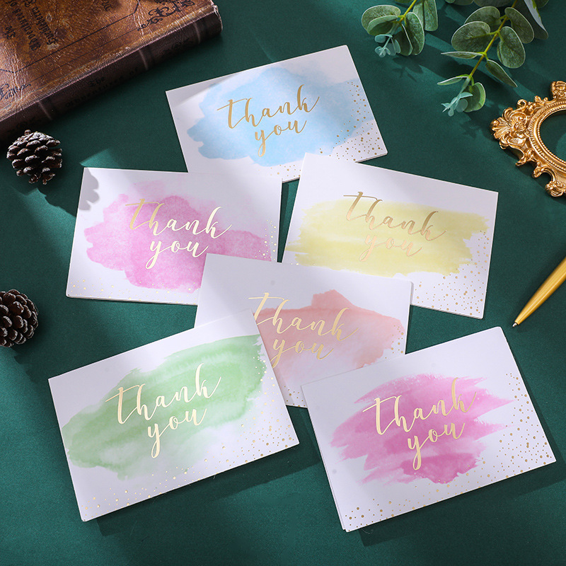 Cross-border Teacher's Day Thanksgiving Greeting Card with Envelope Thank Hand-painted Nebula Bronzing Card Blessing Tanabata Valentine's Day