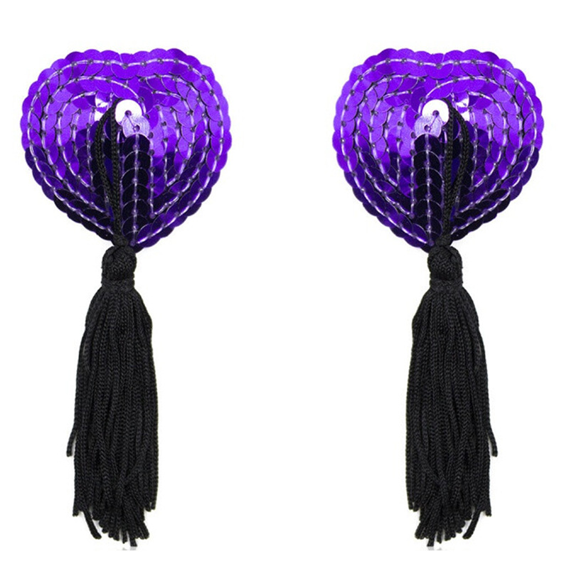 Picture of Sexy lingerie accessories heart-shaped chest stickers silicone bra tassel heart-shaped sequins sexy breast stickers wholesale 5032