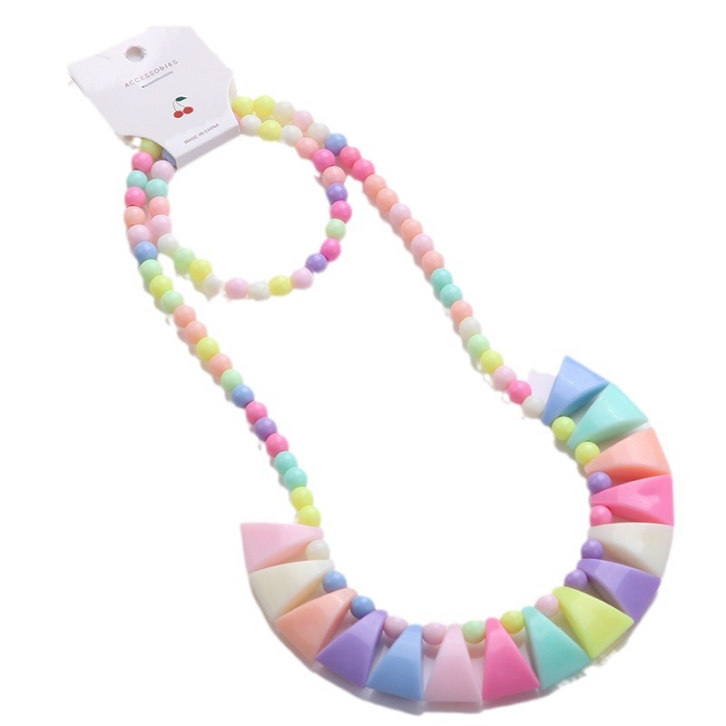 Picture of Korean version of candy color necklace children's spot jewelry beads necklace bracelet two-piece set Yiwu jewelry wholesale