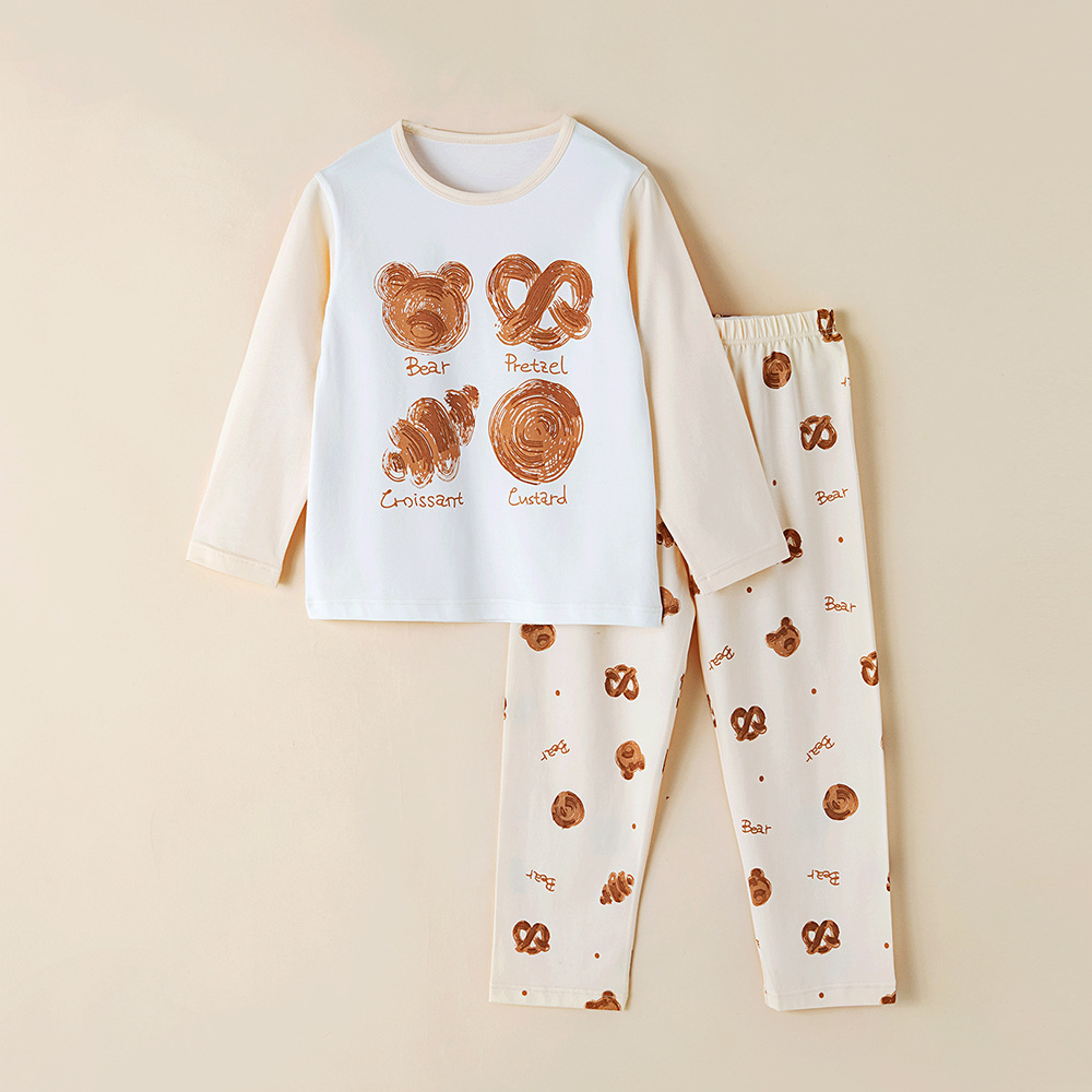 Picture of Children's Home Clothes Korean Style Pure Cotton Baby Set Class a Cotton Long-Sleeved Thin Kidsren's Clothing Boys and Girls Summer and Autumn Pajamas