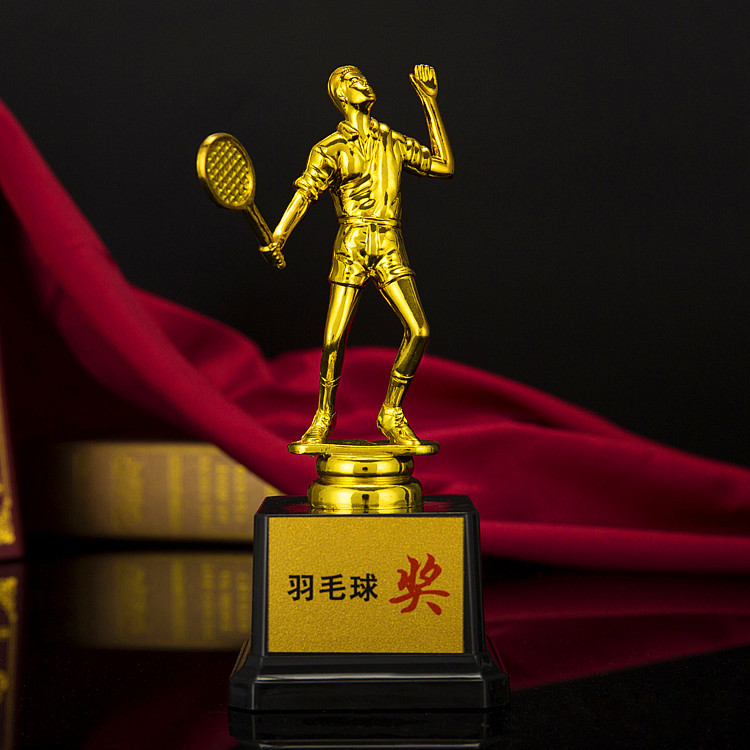 Badminton Trophy Sports Competition Champion Prize School Children Plastic Little Golden Man Trophy Tennis Trophy