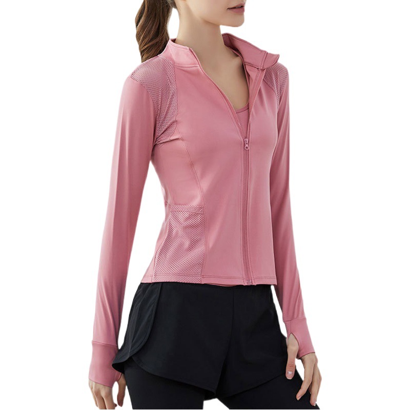 Stand-Up Collar Fitness Clothing Sports Jacket for Women Training Running Quick-Drying Clothing Gym Yoga Clothing Quick-Drying and Breathable