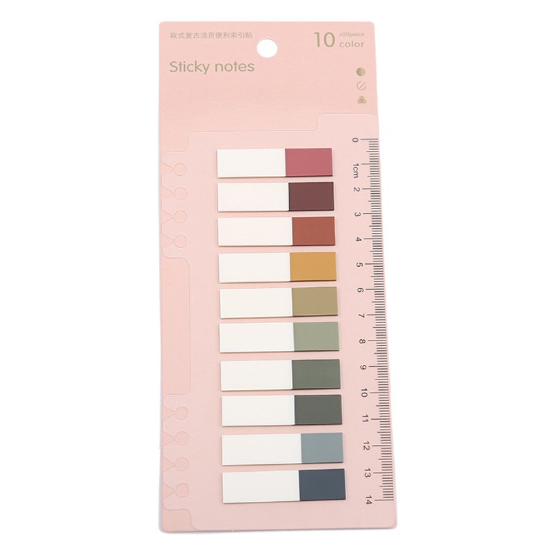 Morandi color index sticky note small fresh classification index sticker plastic loose-leaf writable instruction sticker marking sticker