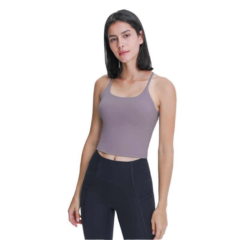Spring and Summer Sexy Y-Shaped Beautiful Back with Chest Pad Yoga Vest for Women Moisture-Wicking Elastic Tight Yoga Clothes Dt038
