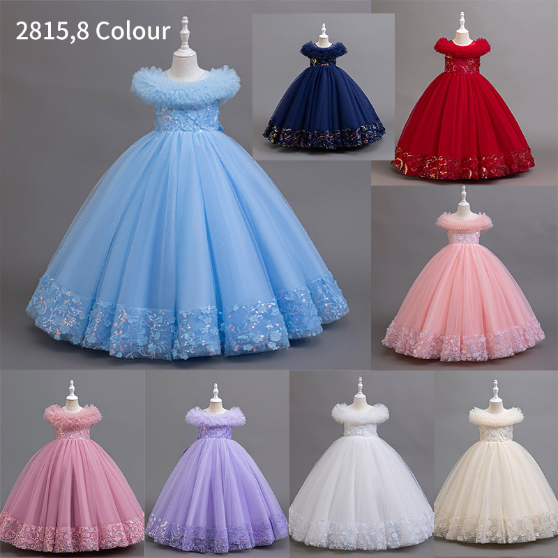 Picture of Cross-border Foreign Trade Girls' Dress Elegant Evening Dress Long Fluffy Skirt Children's catwalk Piano Playing Fluffy Skirt