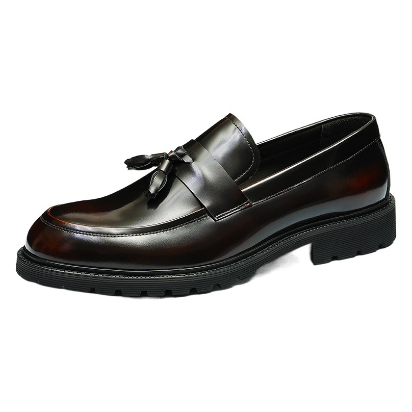 Picture of [Big Sale] Men's Shoes Business Shoes Cow Lining Thick Sole Painted Tassel Heightening Formal Shoes Genuine Leather Easiest for Match Large Toe Shoes