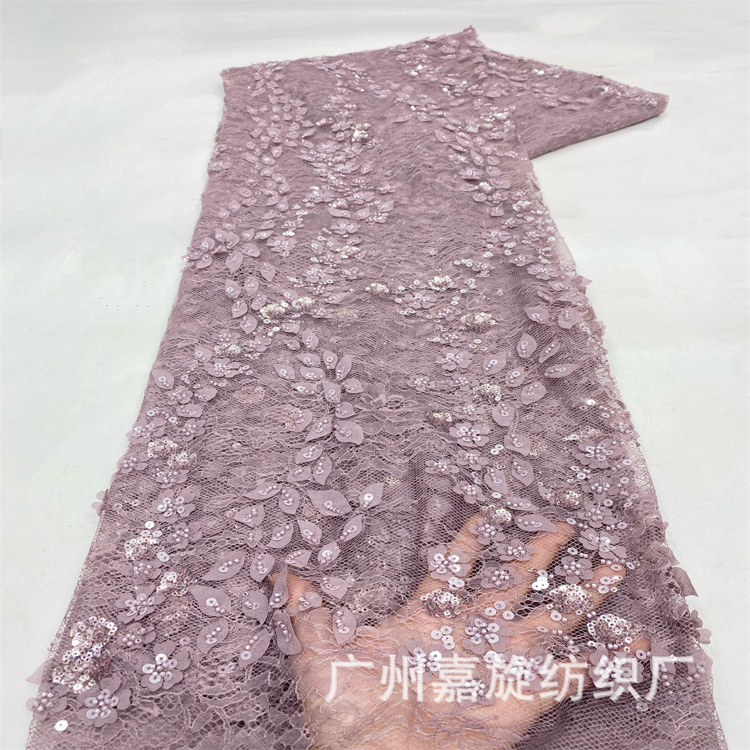 New Lace Bottom Sequin Laser Embroidery Fabric Dress Sundal Evening Dress Embroidered Fabric Lace Fabric