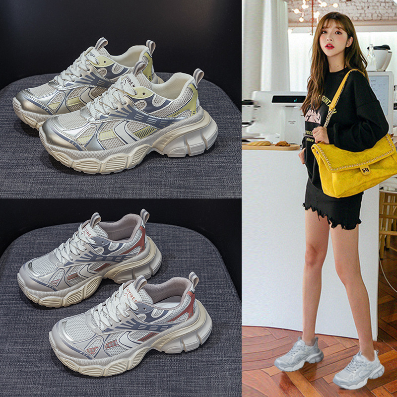 Dad's Shoes Women's 2025 Autumn New Thick Sole Ultra-Light Rubber Plastic Foam Sole Running Casual Fashion Female Student Sports Shoes