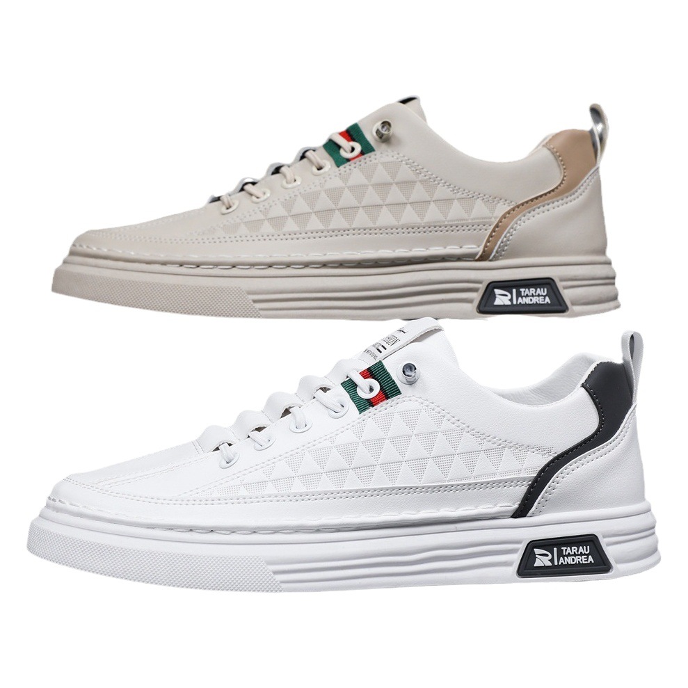 Men's Shoes Summer Thin Breathable Casual Leather Shoes Men's Lightweight All-match Board Shoes Fashionable Soft Bottom White Shoes Slip-on Breathable