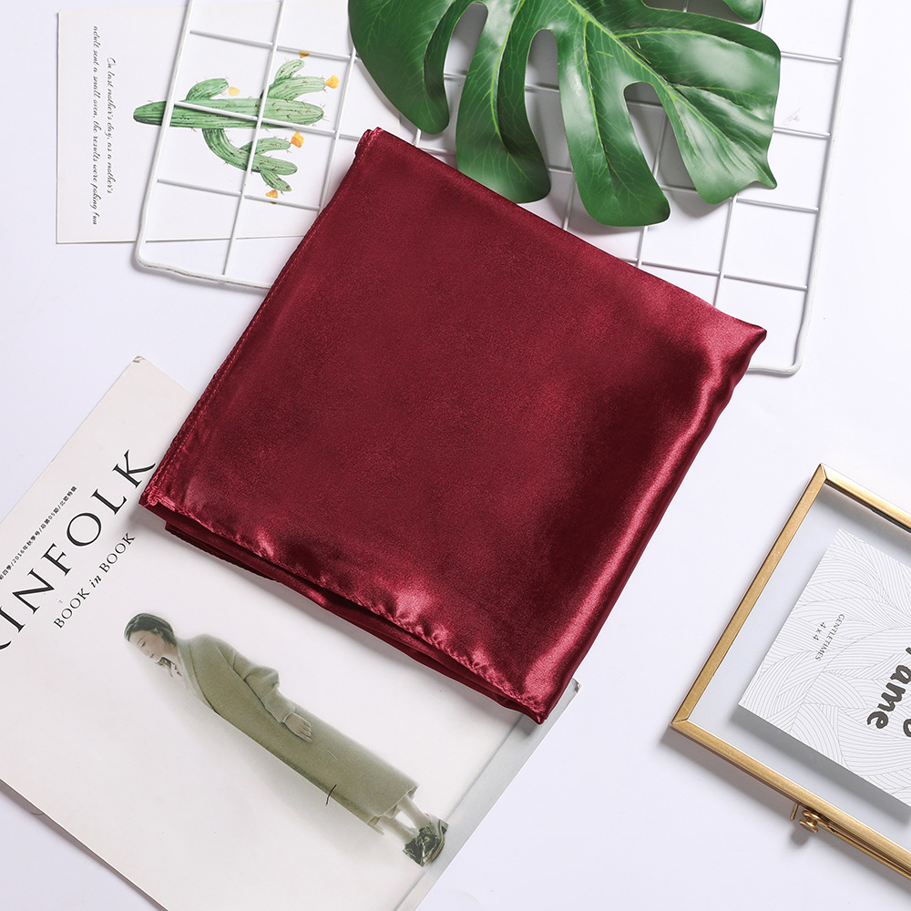 Picture of Solid Color Silk Scarf 90cm Satin Satin Large Square Scarf Women's Candy Color Printed Silk Scarf Scarf Wedding Accompanying Ceremony