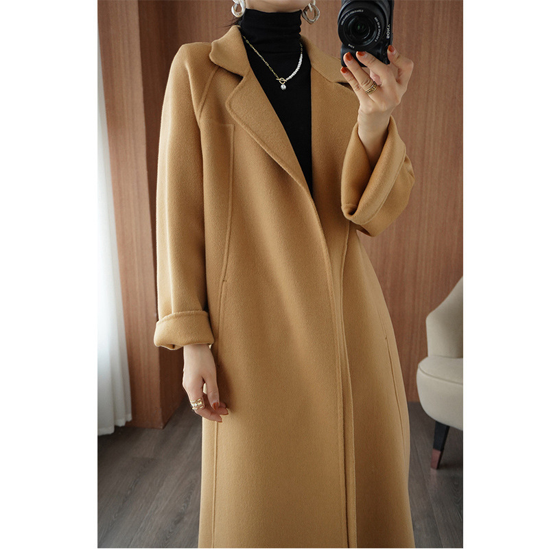 Autumn and Winter Woolen Coat Women's Mid-length Korean-style plus size Woolen Coat Loose Slimming Woolen Coat for Petite