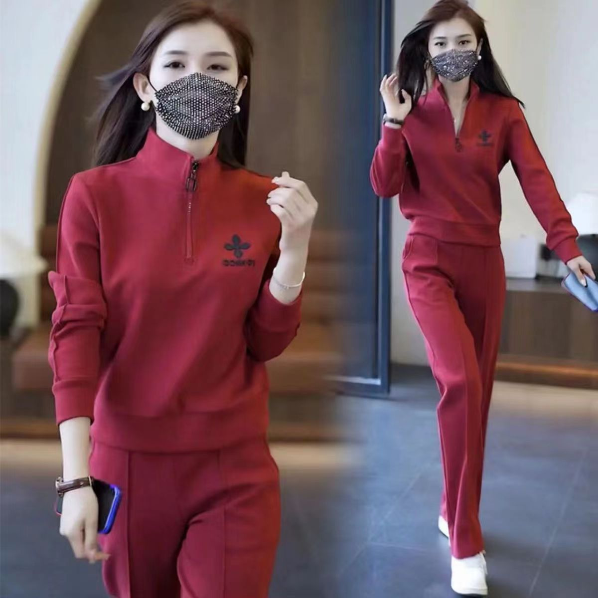 Casual Sportswear Suit Women's Spring and Autum 2025 New Fashionable and Age-Reducing Sweatshirt Two-Piece Set for Women
