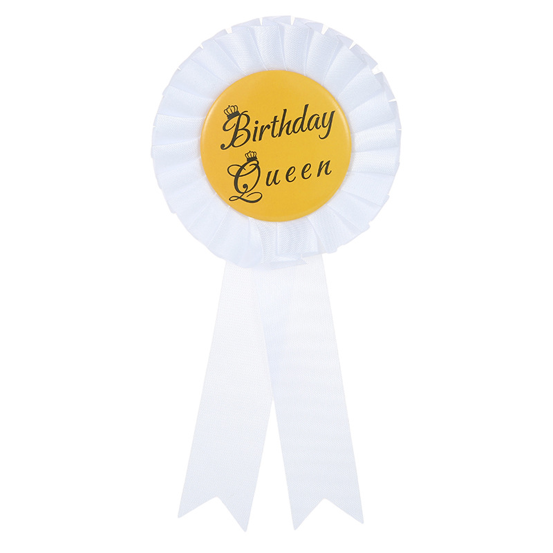 Europe and the United States new white birthday queen corsage badge golden birthday party badge badge wholesale