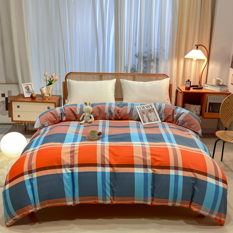 Picture of Cotton brushed duvet cover single piece modern simple single double dormitory thickened quilt cover pure cotton duvet cover single piece