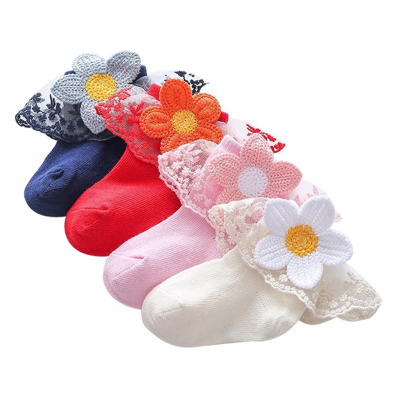 Picture of New Children's Lace Socks Korean Style Princess Socks Spring & Fall Girls' Socks Cartoon Cross-Border Export Baby Cotton Socks Thin Section