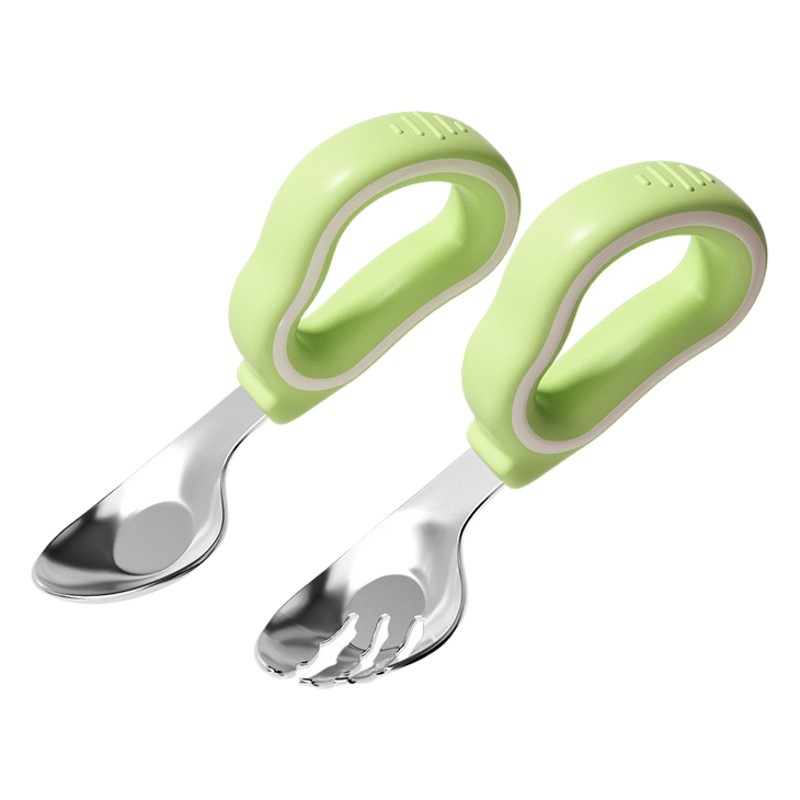 Picture of Baby self-eating spoon learning to eat training Spoon one-year-old special fork baby rice spoon children eating ingot spoon