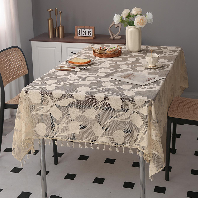 Picture of New Style Lace Rectangular Tablecloth Tea Table Tablecloth Disposable Simple Tassel Tablecloth Household Nordic Style Release