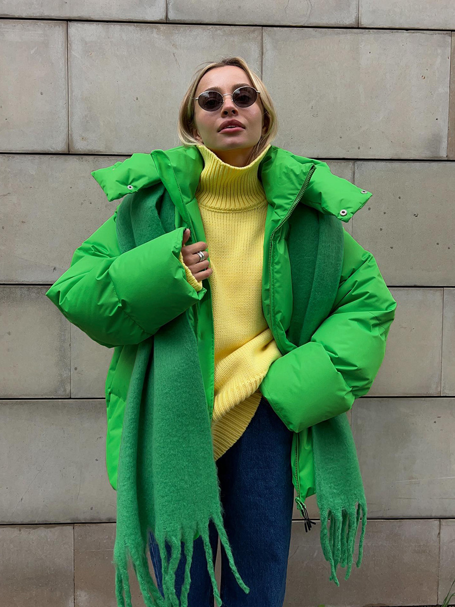 Picture of Cross-Border Cotton Outwear for Women 2025 Winter European and American New Cotton Jacket Loose Cotton Outwear Pure Color Hooded Cotton Outwear