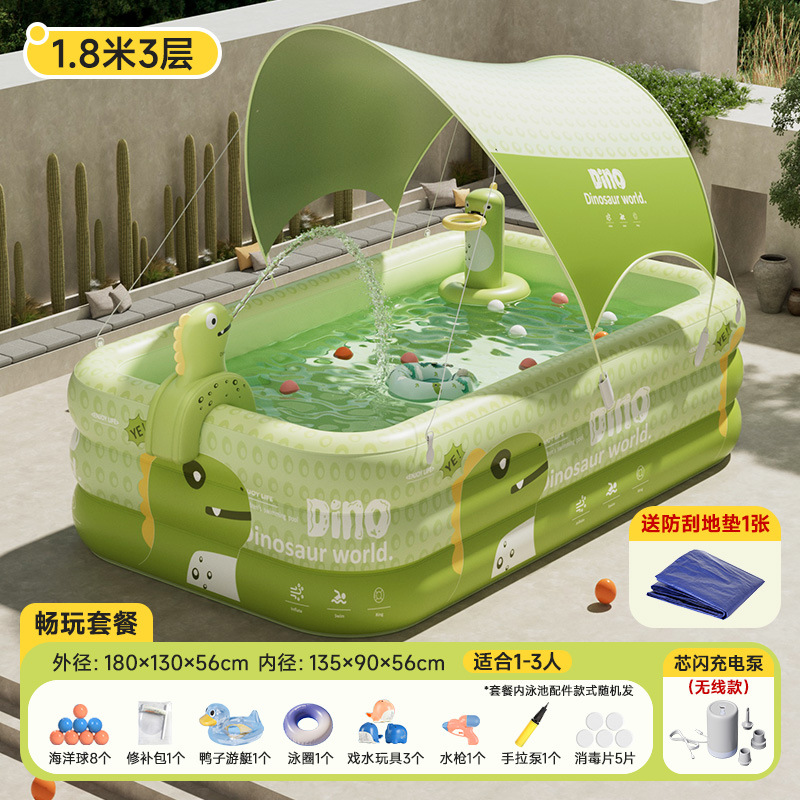 Picture of New Children's Home Outdoor Inflatable Swimming Pool Large Sun Protection Pool Thickened Environmentally Friendly Baby Swimming Pool