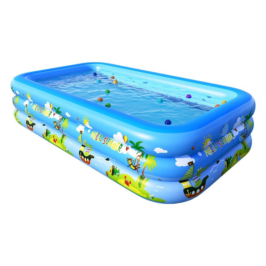 Cross-Border Printed Inflatable Three-Ring Pool Automatic Inflatable Swimming Pool Children's Toys Ball Pool Baby Bath Bucket Wholesale