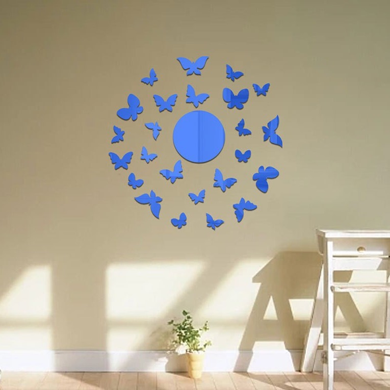 Picture of Cross-border Hot Sale 24 Butterfly Size Plus Round Mirror Mirror Decorative Wall Stickers Decorative Beautify Living Room Bedroom
