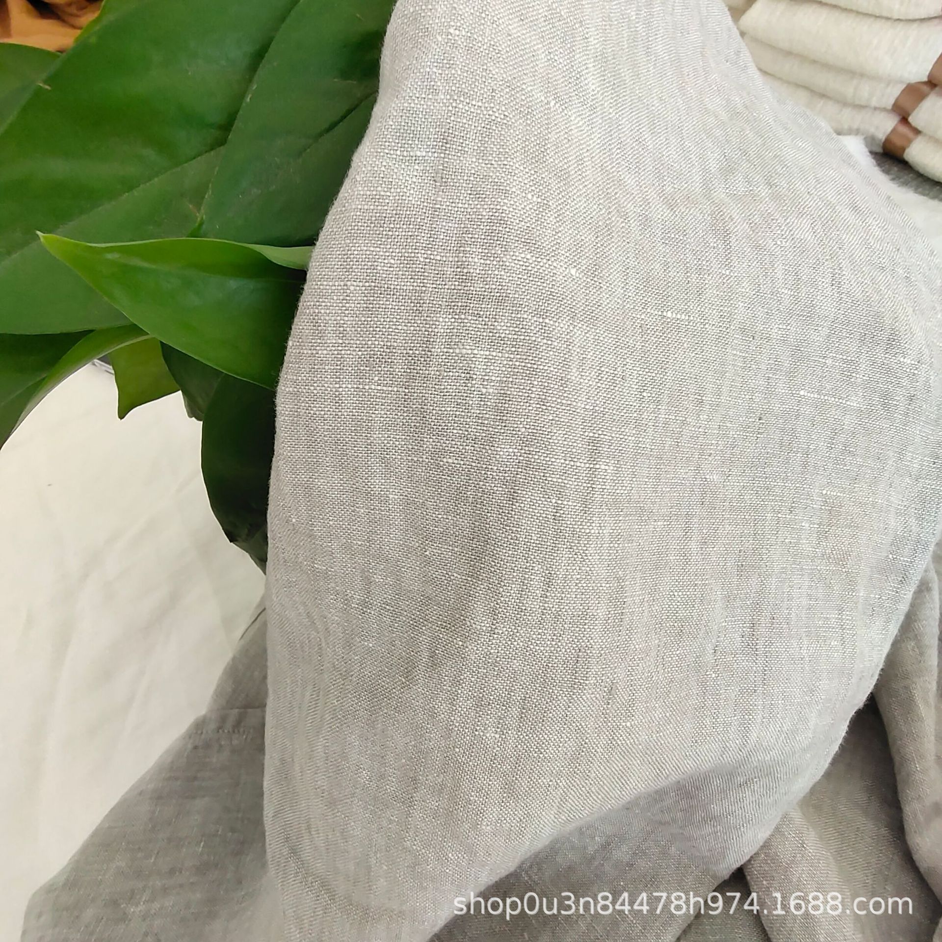 Pure Linen Light Gray Yarn-dyed Cloth French Linen Warp Weft Different Color Gray Wide Cloth Light Gray Curtain Cloth