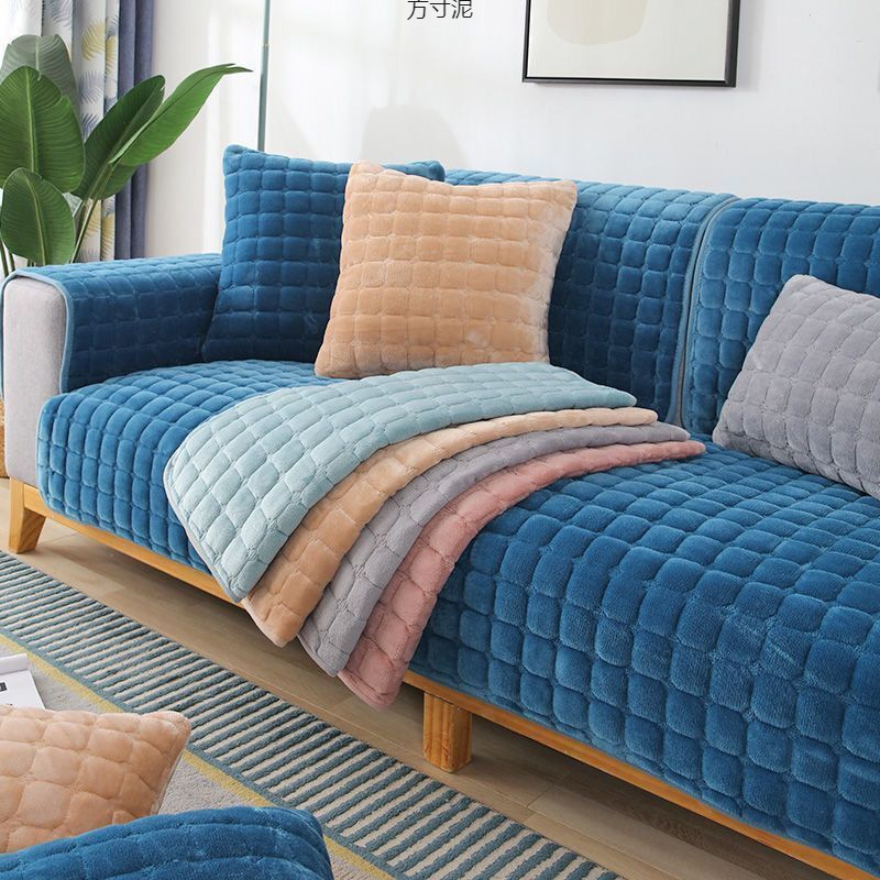 Sofa cushion winter plush sofa cover cloth cushion padded sofa towel cover universal source factory a wholesale