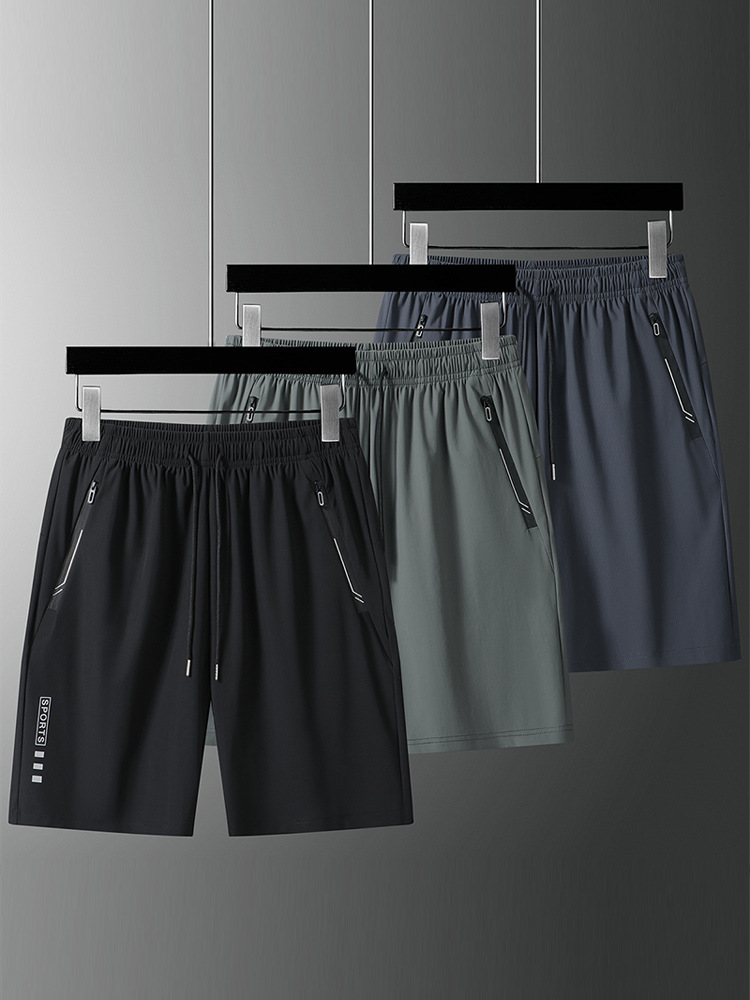 Summer Ice Silk Shorts Men's Thin Loose Casual T-stretch Sports Pants Plus Large Size Quick-drying Pants Five-length Pants