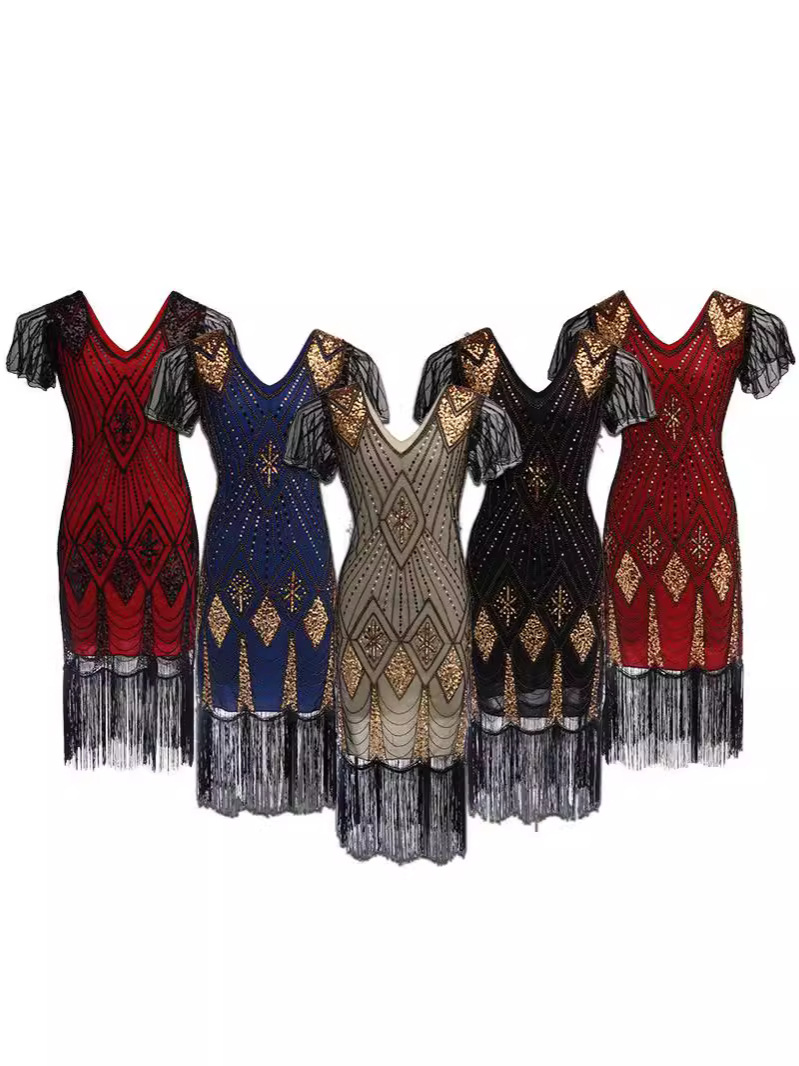 European and American foreign trade high-grade Amazon sequin dress performance costume 1920 retro sequin dress