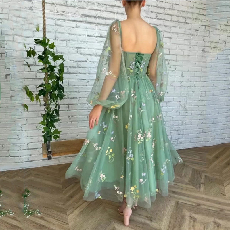 Picture of European and American hot evening dress foreign trade cross-border Amazon hot party lace embroidered A- line lace long jumpsuit