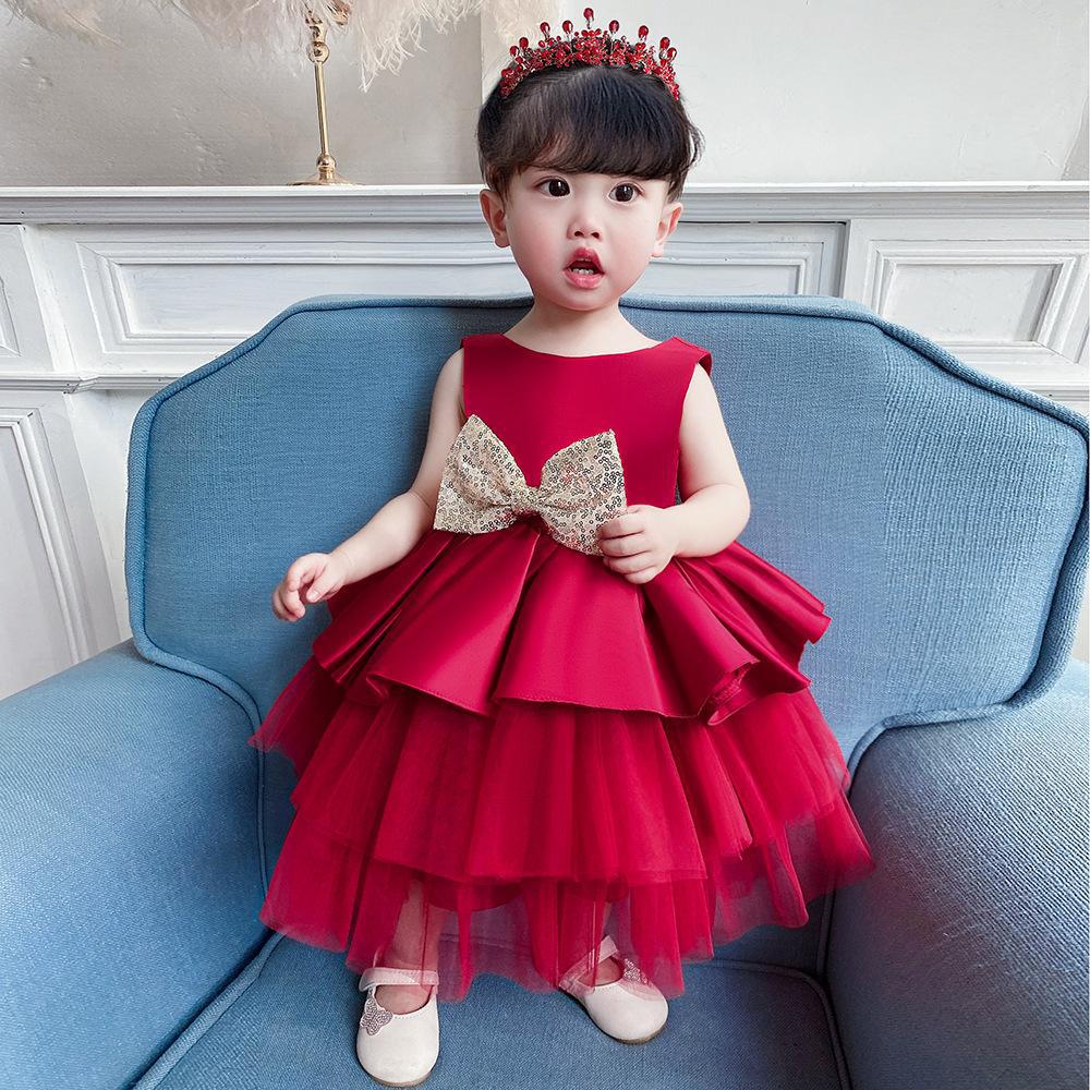 Amazon Supply Baby Full-Month Dress, Girl's Fluffy Princess Dress, Cake Dress, Children's Birthday Dress, New Style
