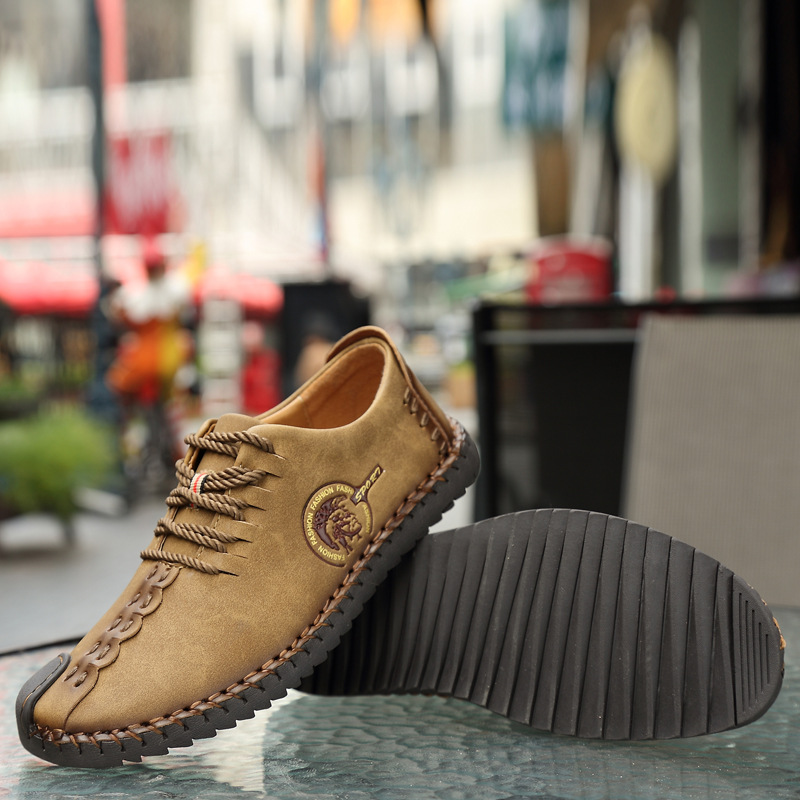 Cross-border foreign trade factory wholesale large size hand-stitched leather shoes business casual Roman fashion pointed Chelsea shoes