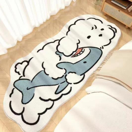 Picture of Cute Cartoon Cat Cashmere Carpet Ins Princess Bedroom Bedside Blanket Cushioned Cat Sense Balcony Bay Window Mat for Hair