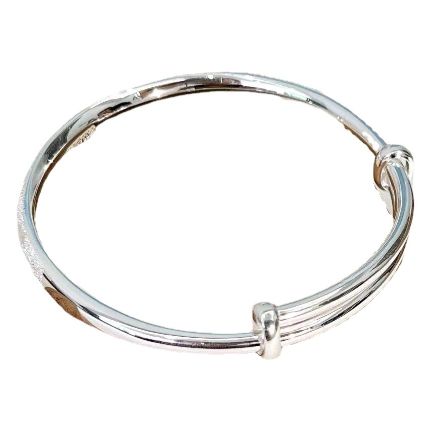 Picture of 9999 Sterling Silver Bracelet Gypsophila Silver Bracelet Women's Solid Adjustable Push-Pull for Mom and Girlfriend Birthday Gift