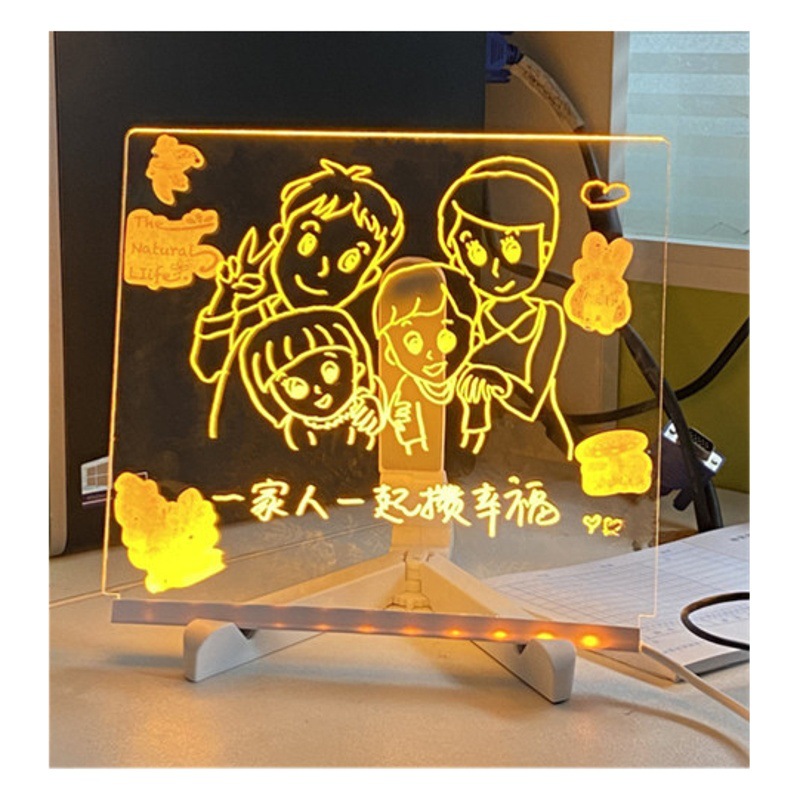 Erasable acrylic billboard display board luminous black stall night market stall shop led handwriting fluorescent board