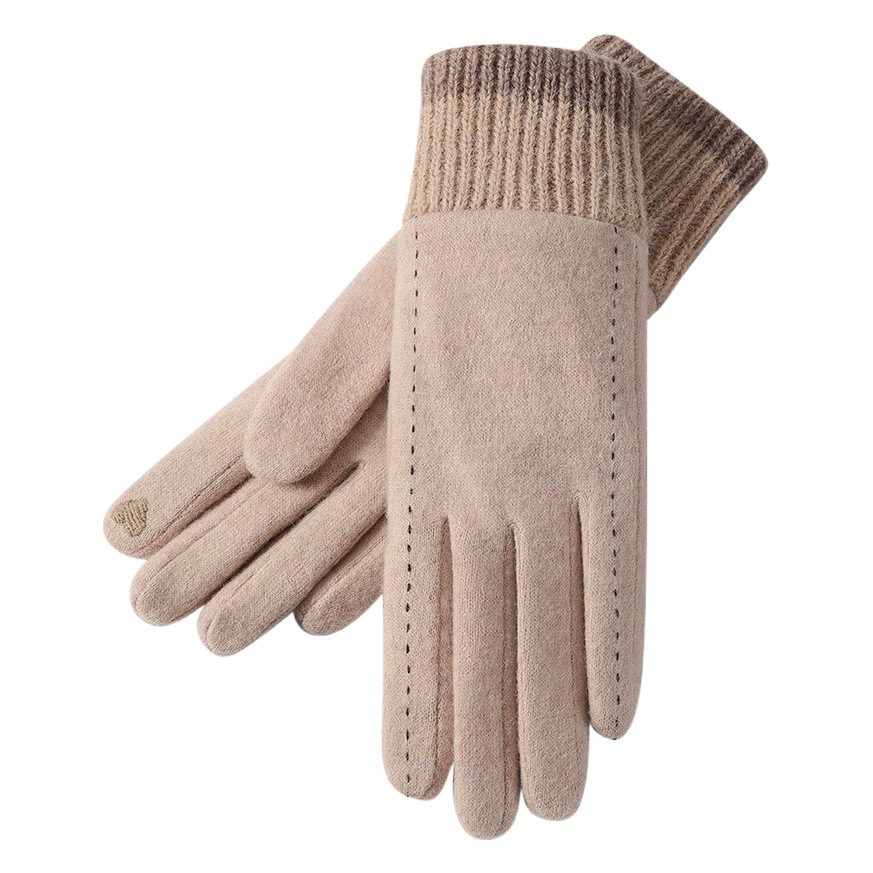 New Winter Cashmere Gloves Women's Outdoor Cycling Windproof fleece-lined Warm Touch Screen Gloves Knitted Wrist DY47