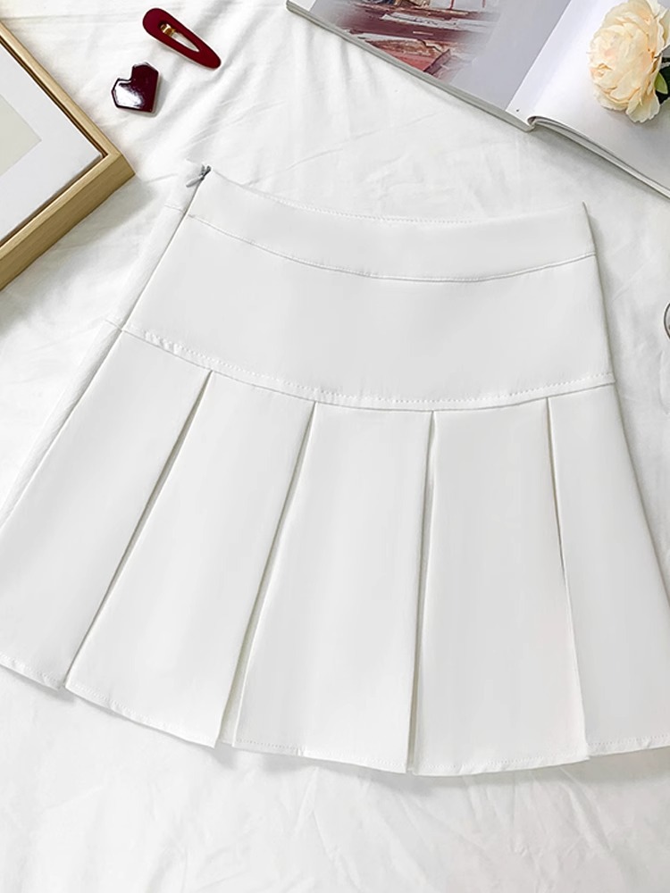 Picture of Grey Pleated Skirt Women's 2024 Spring New High Waist Skirt Design Sense Slimming All-match Anti-glare A- line Skirt