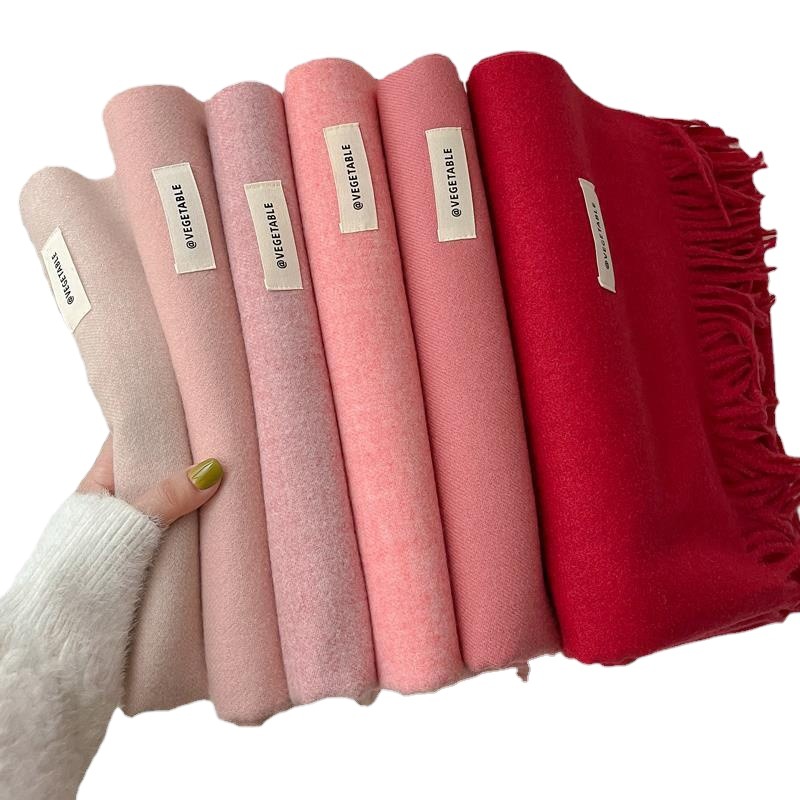 New Imitation Cashmere Scarf for Winter Korean Style Versatile and Cute Pink Scarf for Boyfriend and Girlfriend Gift Shawl