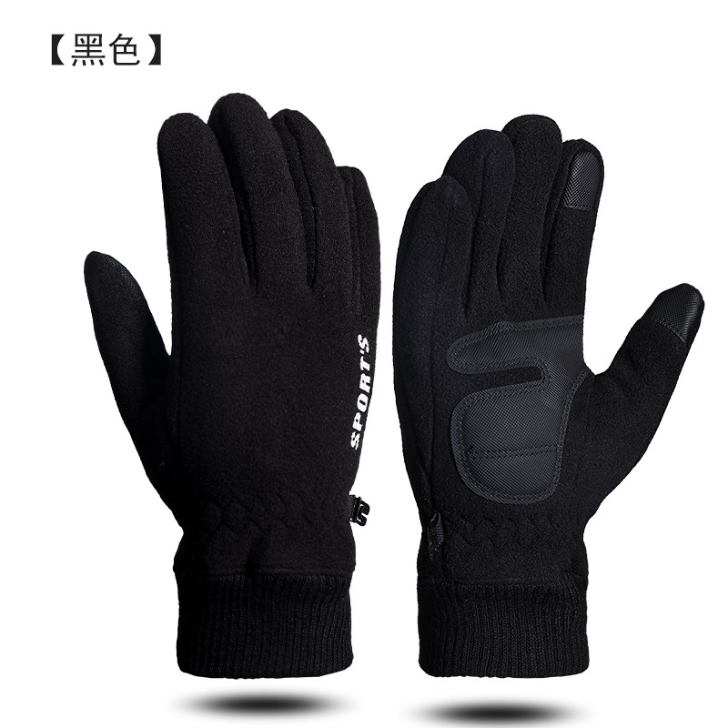 Picture of Polar fleece gloves men's autumn and winter velvet padded warm gloves riding sports driving non-slip touch screen gloves women