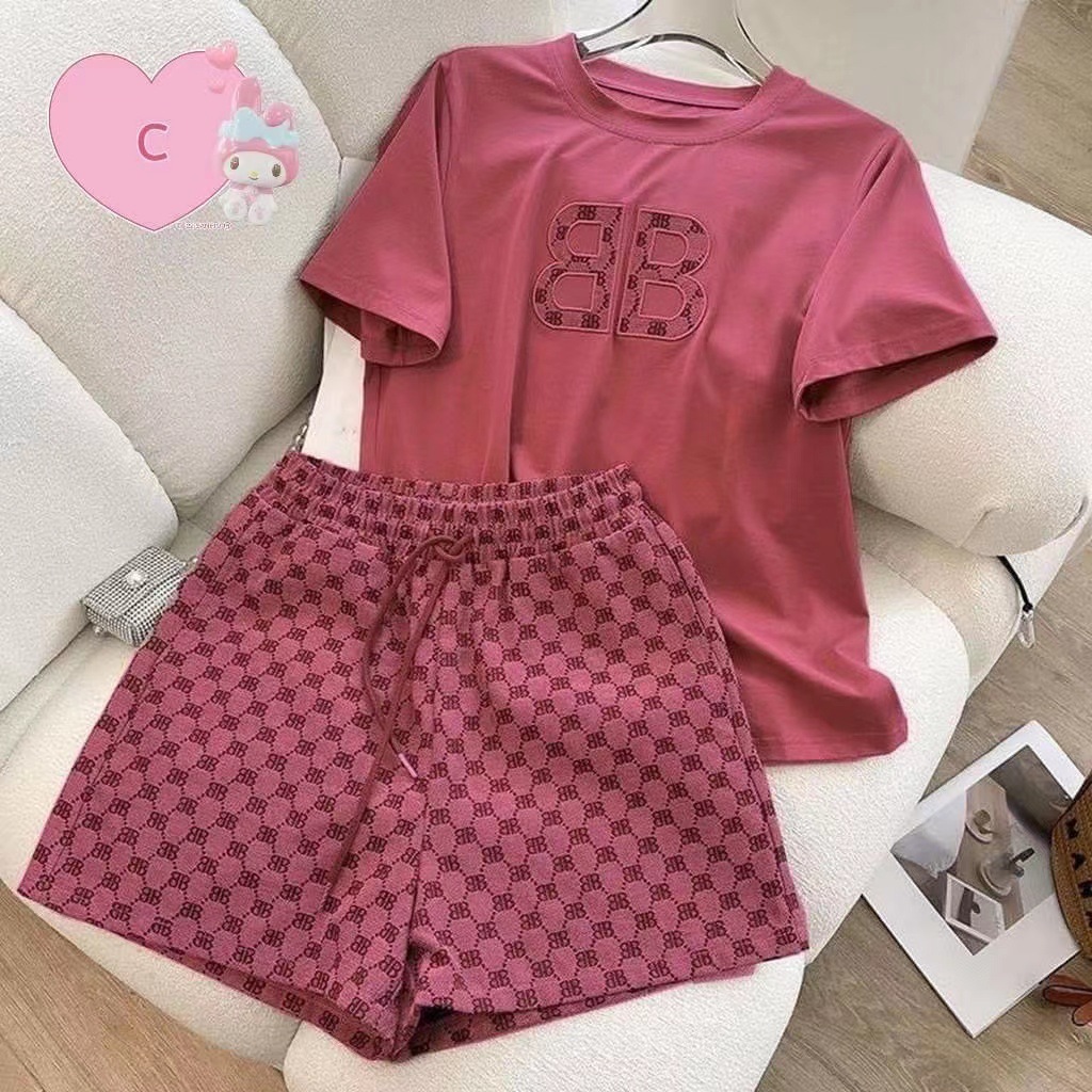 2023 new summer new South Korea foreign trade cross-border leisure suit women embroidery short sleeve shorts two-piece wholesale
