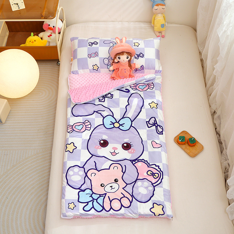 Picture of Cross-border foreign trade autumn and winter thickened large version of cartoon children's kindergarten baby velvet peas velvet sleeping bag kick-proof quilt wholesale