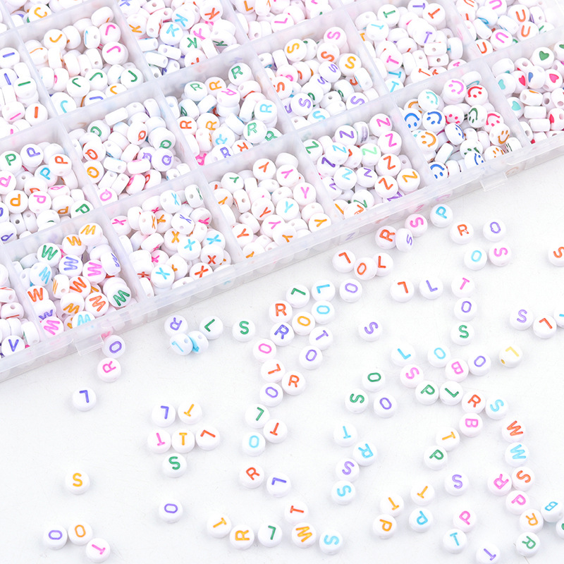 Picture of Amazon Hot Sale 24 Grid Multi Style Letter Beads Boxed Color Beads Handmade Set with Accessories diy Material