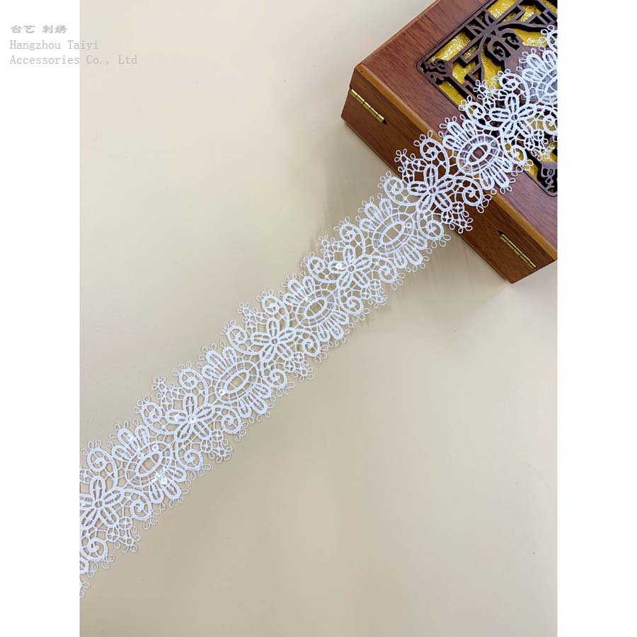 Milk silk barcode jewelry double wave in stock wholesale embroidered lace garment accessories fine thread water soluble beads lace