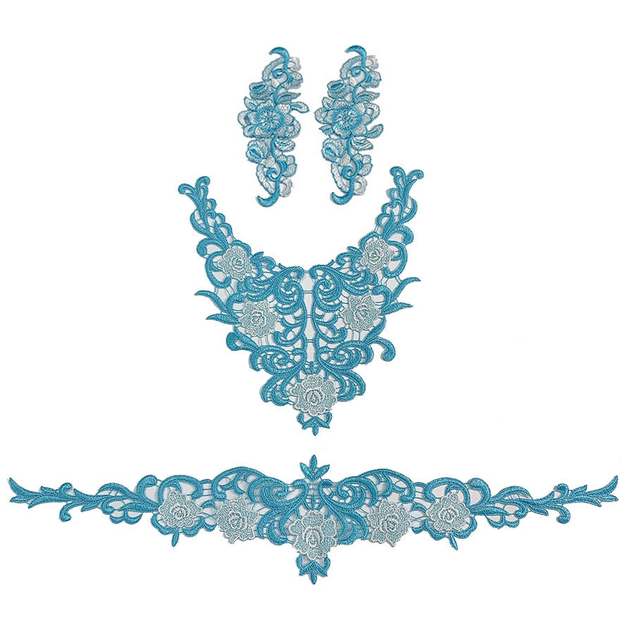 Clothing high temperature thin line lace water soluble lace polyester three-dimensional embroidery collar flower hem flower accessories