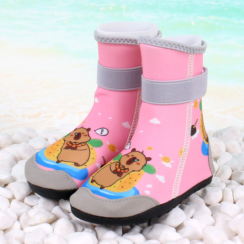 Picture of Children's high-tube beach shoes and socks non-slip anti-collision quick-drying baby swimming trail shoes adult seaside sea wading shoes